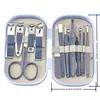 14 Piece Deluxe Manicure & Pedicure Set Pink And Blue Stainless Steel Nail Scissors, Clippers, Ear Digging Spoon for Men & Women 6