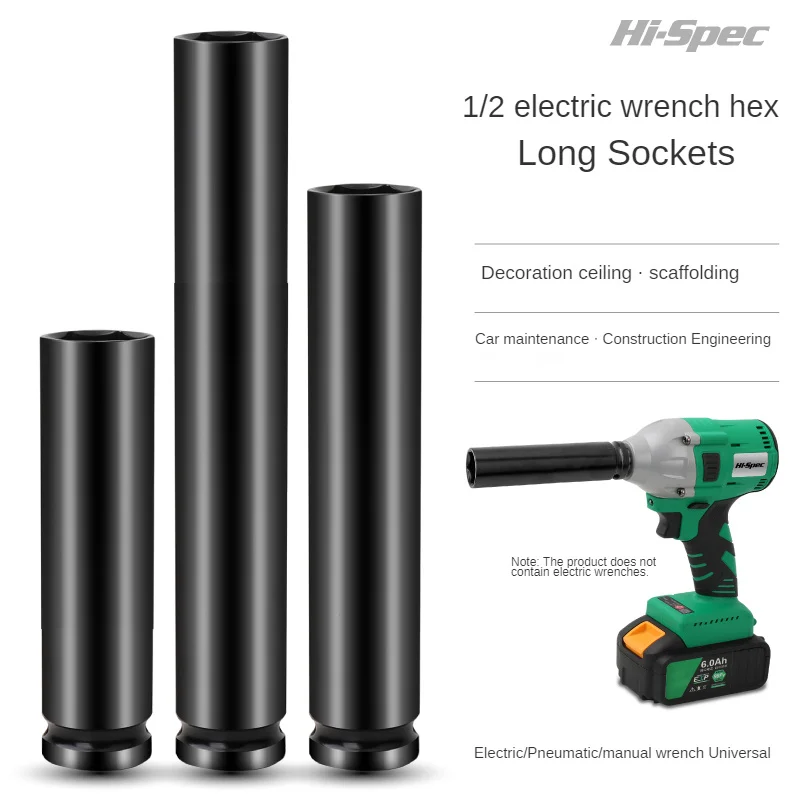 1PC 1/2" Hex Adapter Deep Socket CRV Long Wrench Socket Set Tool Impact Hex Wrench Socket 14/17/19/22mm For Car Repair 3