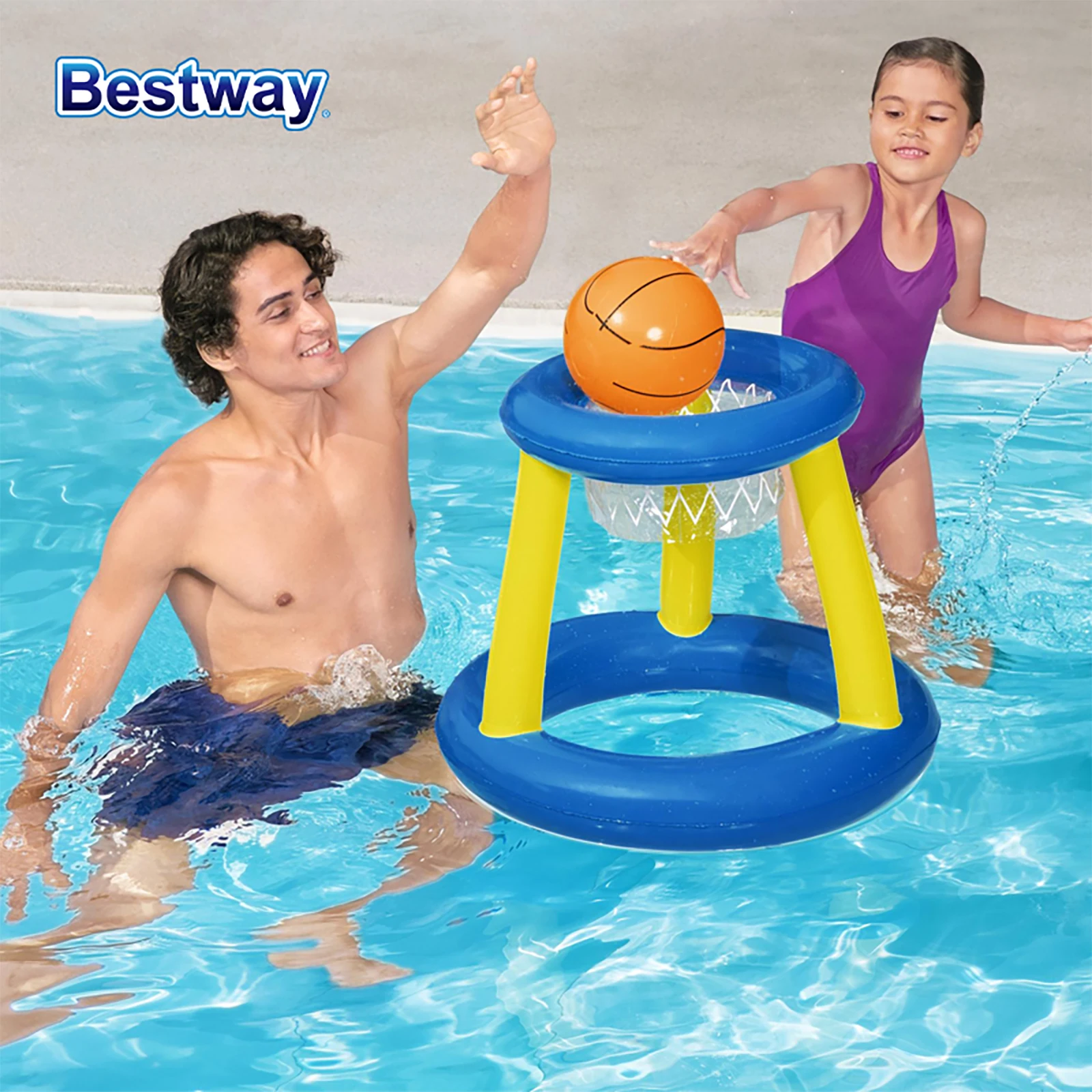 Bestway 52133 Water Volleyball and Basket, Water Polo Swimming Set, Inflatable Swimming Pool Games, Pool Toys