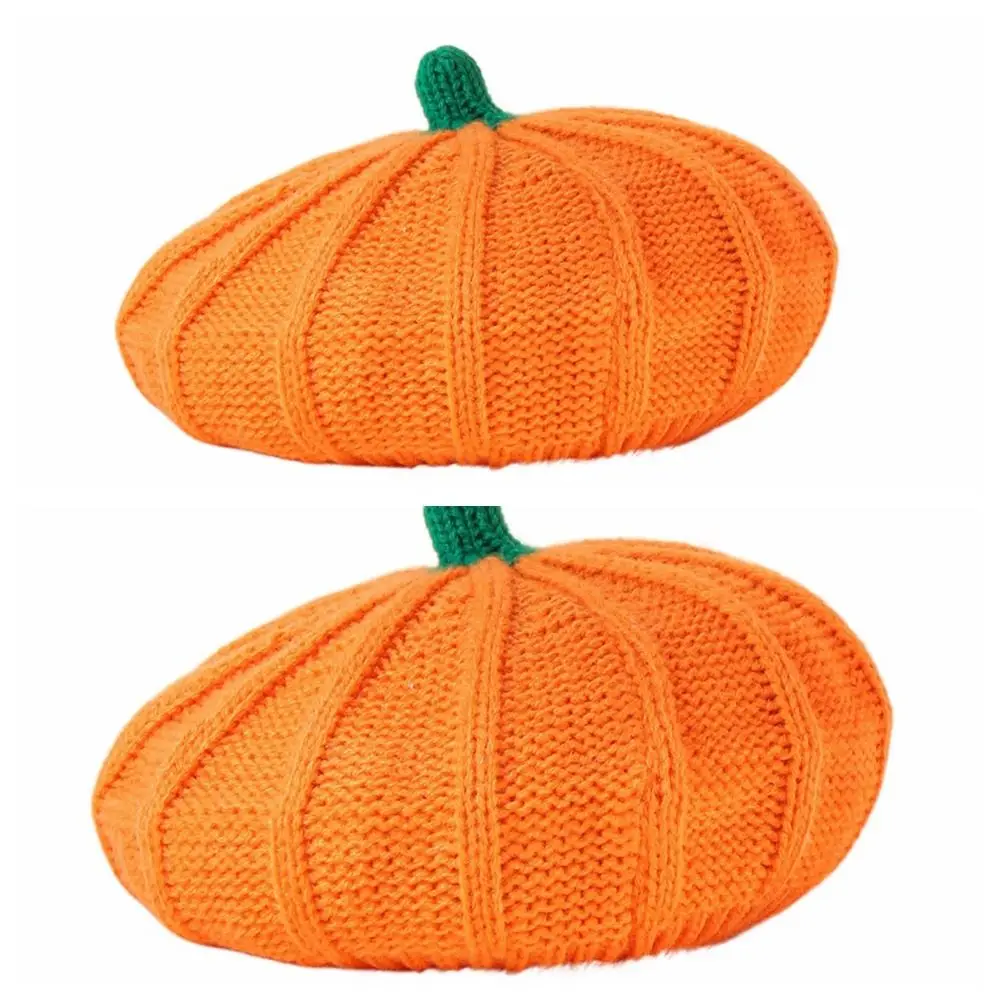 Fashion Orange Pumpkin Beret Painter Hat Keep Warm Knitted Hat Octagonal Cap Peaked Cap Parent-Child Hat Party