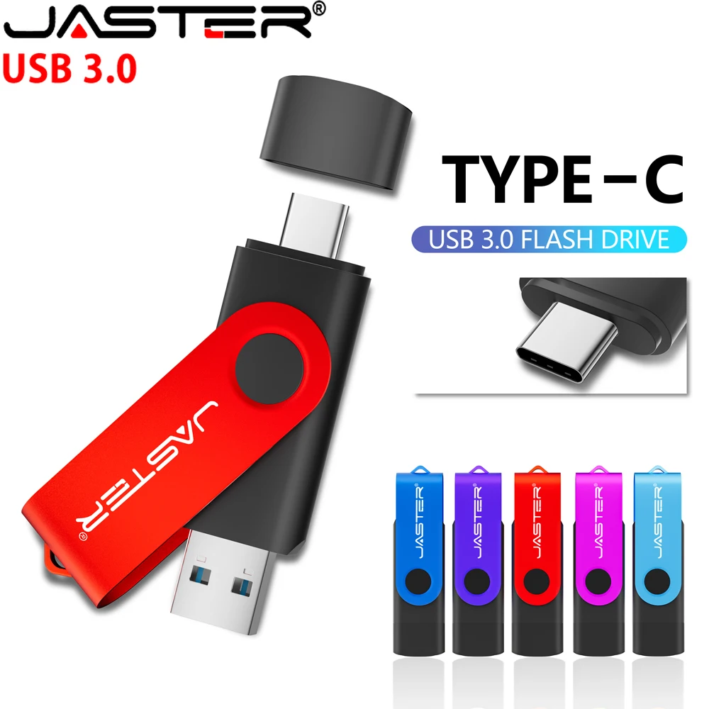 JASTER USB FLASH DRIVE Type C OTG Dual, USB 3.0 128GB 64GB 32GB 16GB 8GB 4GB High Speed