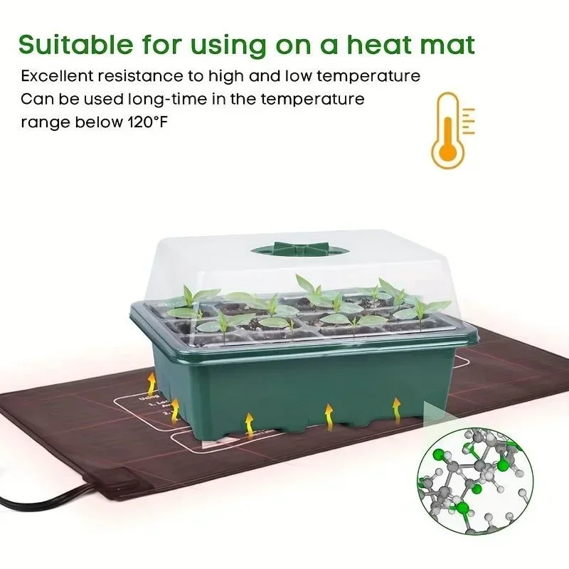 12Grids Seedling Trays Seed Starter Kit Mini Propagator Plant Grow Kit with Humidity Vented Domes and Base for Seeds Starting