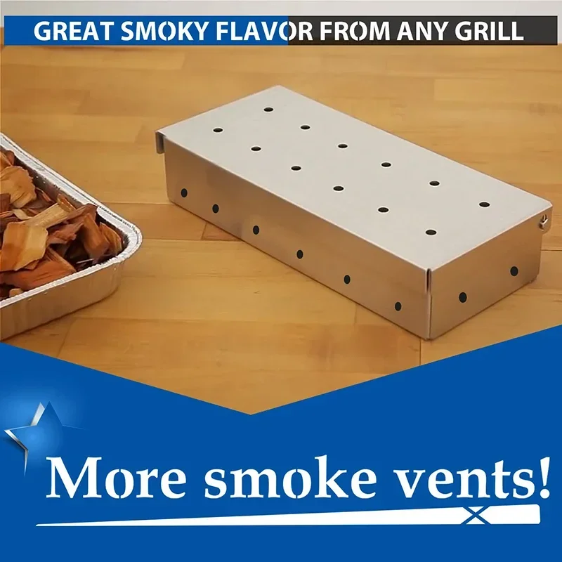 1pcs Stainless Steel Smoked Box Barbecue Sawdust Smoked Box Adds Smoked Barbecue Flavor To Gas Or Charcoal Grills Hot Sale