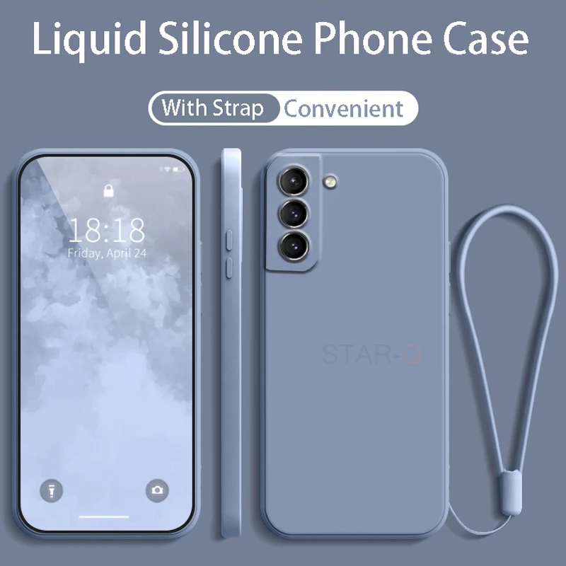 Liquid Silicone Phone Case with Soft Lanyard - Original Strap Design