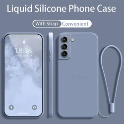 Liquid Silicone Phone Case with Soft Lanyard - Original Strap Design - Microfiber (YTSS Lavender grey)
