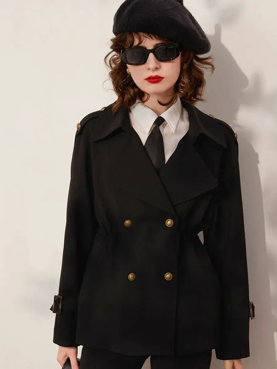 LOUIS YAO Trench Coat For Women Elegant Double Breasted  Jackets 2024 Spring Autumn New Overcoat Female Windbreaker
