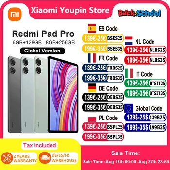 Versione globale Xiaomi Redmi Pad Pro 12.1 "2.5K 120Hz Display 10000mAh batteria 33W ricarica Tablet PC 8MP 1