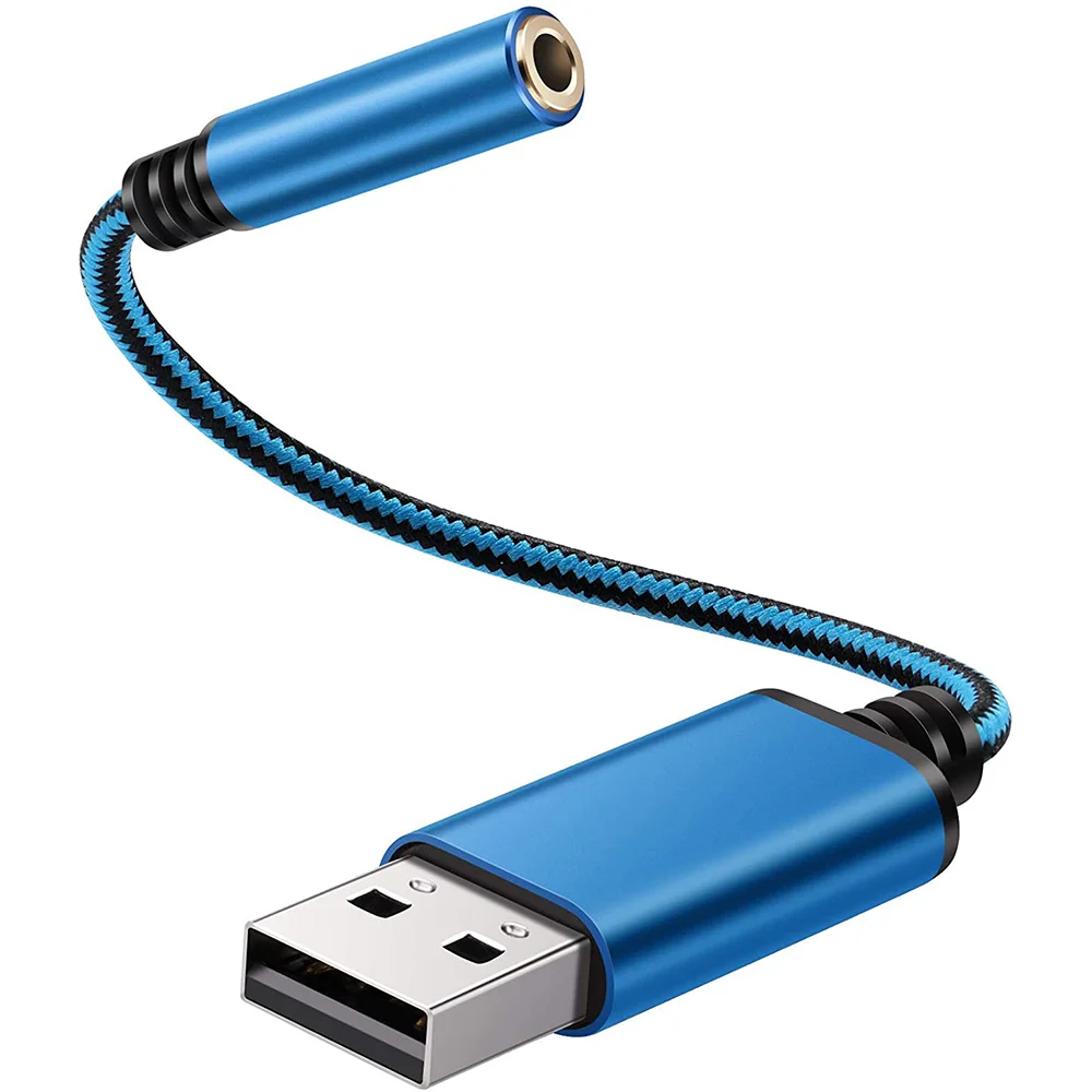 

USB для аудиоадаптера с разъемом 3,5 мм, для ПК, PS4,Mac и т. д. (0,6 фута, синий)