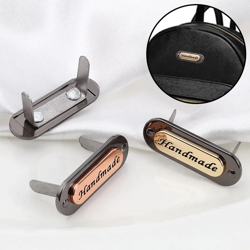 Rectangle Metal Labels Tags 3Pcs/set Handmade Letter Tags For Jeans Bags Purse Decorative Buckles DIY Craft Sewing Garment Label clothing labels garment labels sewing labels