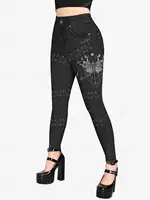 ROSEGAL Plus Size Gothic Leggings 3D Butterfly Jean Lace-up Printed Trousers S-5XL Women Streetwear Tight Pants Mujer - Image 2