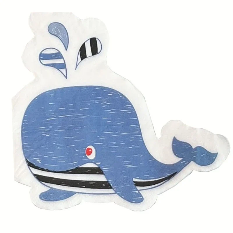 Children's Cartoon Whale Shaped Colourful Printed Napkin Decorative Paper Napkin Mouth Cloth Birthday Party Dessert Placemats