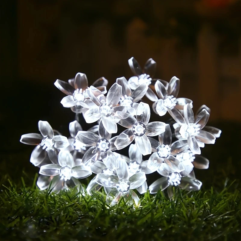 Solar Lotus Flower String Lights - Double Layer Cherry Blossom Fairy Lights