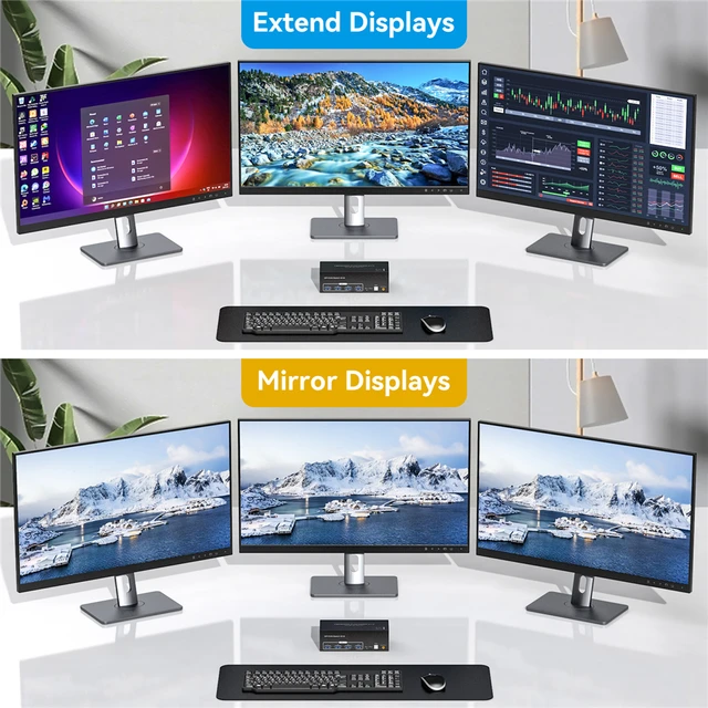 8K Triple Displayport USB 3.0 KVM Switch 3 Monitors 2 Computers 4K 144Hz 2x3 Triple Monitor HDMI DP KVM Switcher Keyboard Mouse - Image 3