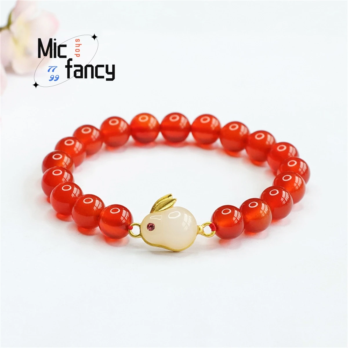 

Natural Red Agate Rabbit Year Bracelet Simple Generous Handwear Personalized Fashion Women Sweet Romantic Souvenir Holiday Gift