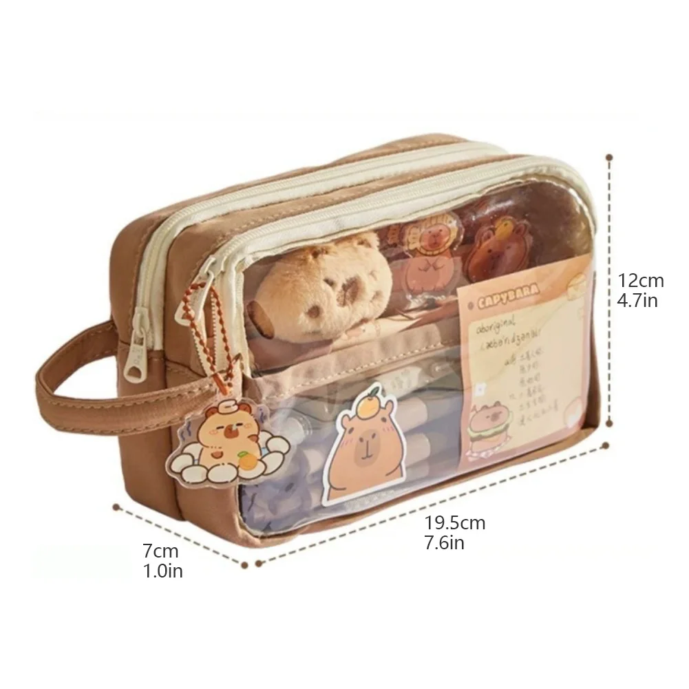 Pencil cases cute capybara pencil case pins and plush stickers and memo pad clear aesthetic pencil bags school supplies