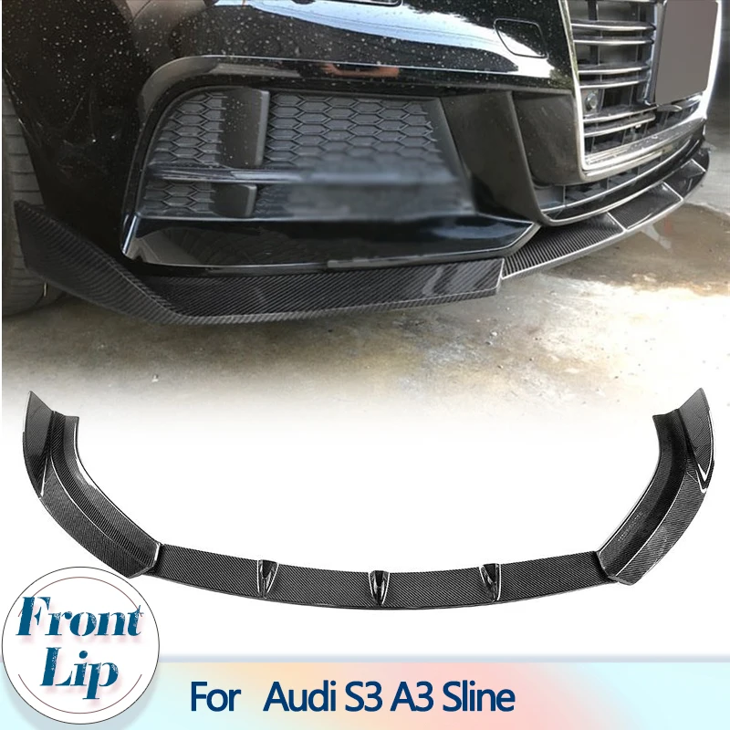 

Front Bumper Lip Spoiler for Audi S3 A3 Sline Base Sedan 4-Door 2017-2019 Carbon Fiber Car Front Bumper Lip Chin Protector Apron