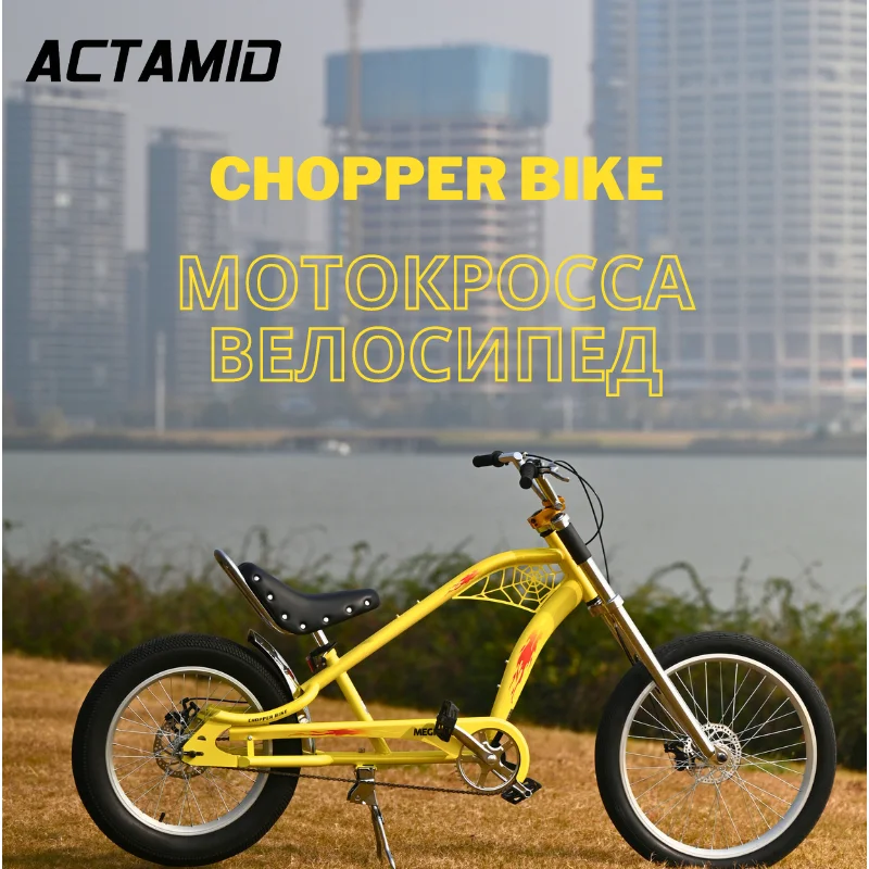 24 "Adulti Moto Vintage Biciclette Classic Chopper Bike Harley Fat Tire Alla Moda 20" X 3.0 "Per Outdoor Beach Cruiser
