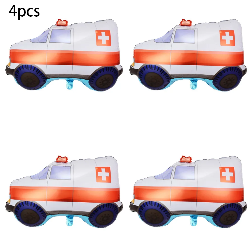 4 Stuks 79X62Cm Ambulance Folie Ballons Grote Speelgoed Auto Ballon Kinderen Baby Shower Jongen Ambulance Bus Verjaardagsfeestje Decoraties Speelgoed Geschenken