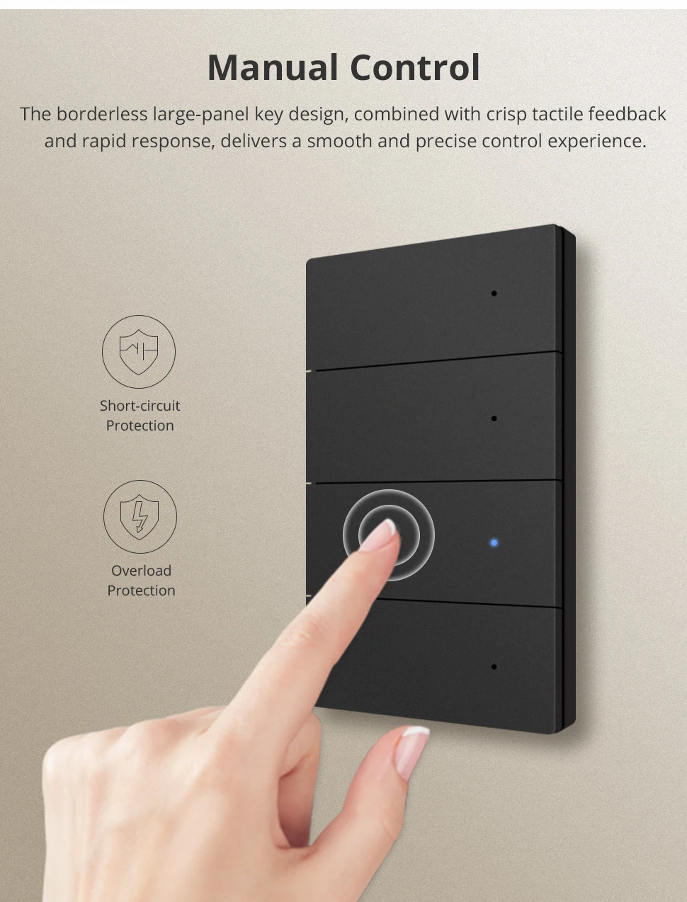 Zigbee Black Aluminum Alloy Wall Light Switch Full Button Activation Neutral Req