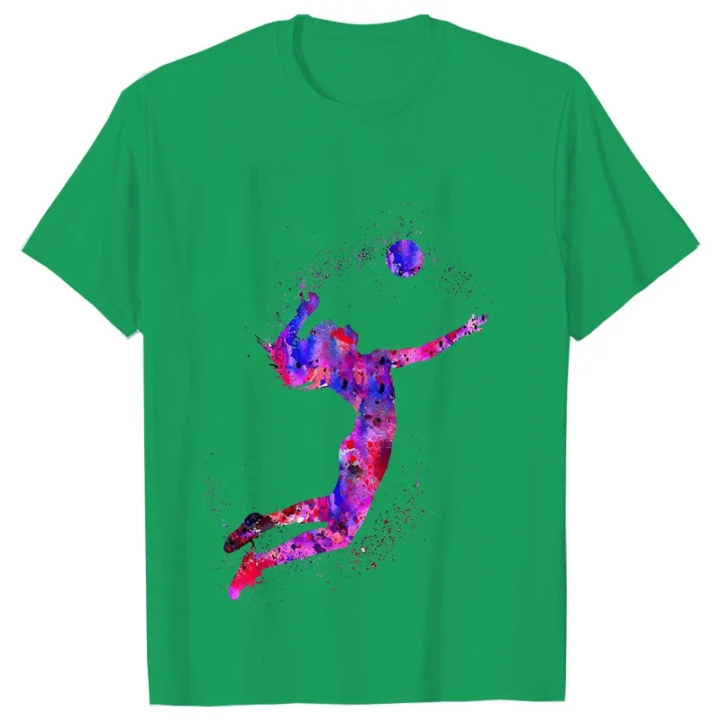Watercolor Volleyball Girls Printed Tshirt Women Love Sports Tees Summer Tops Female T-shirt Funny T Shirts Short Sleeve T Shirt 5