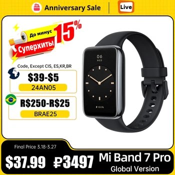 Xiaomi-글로벌 버전 Mi Band 7 Pro 스마트 팔찌, 6 색 AMOLED 혈액 산소 스마트 밴드 피트니스 트래커 심박수 Miband 7 Pro