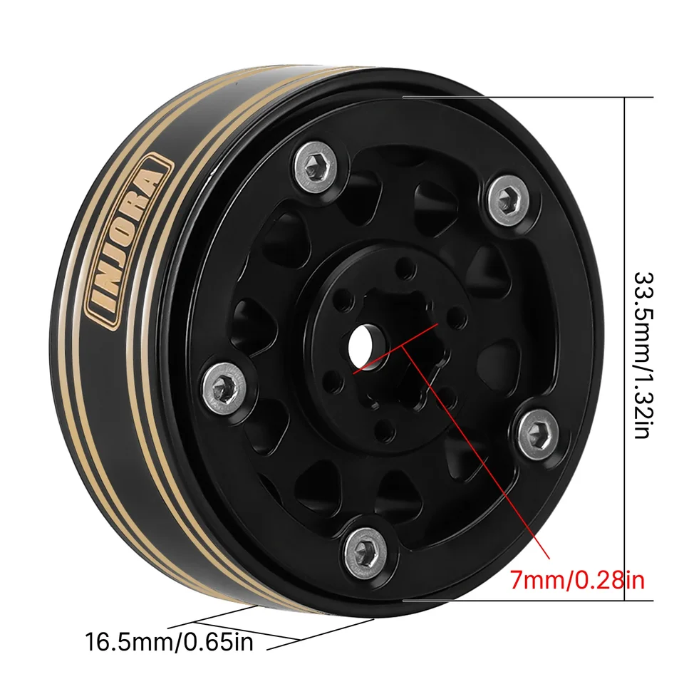 INJORA クローラー用　ビートロックホイール、真鍮リングセット　1.9 INJORA 真鍮 1.3 インチ ビードロック ホイール リム 1/24 1/18