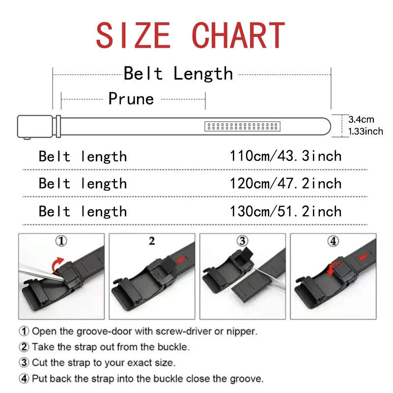 Men' High-Quality Belt Belt, Black Automatic Buckle Jeans