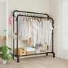 Floor Standing Clothes Rack Modern Simplicity Multifunction with Hooks Clothes Hanger Removable Double Row Household Coat Hanger 1