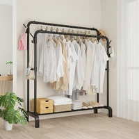 Floor Standing Clothes Rack Modern Simplicity Multifunction with Hooks Clothes Hanger Removable Double Row Household Coat Hanger 1