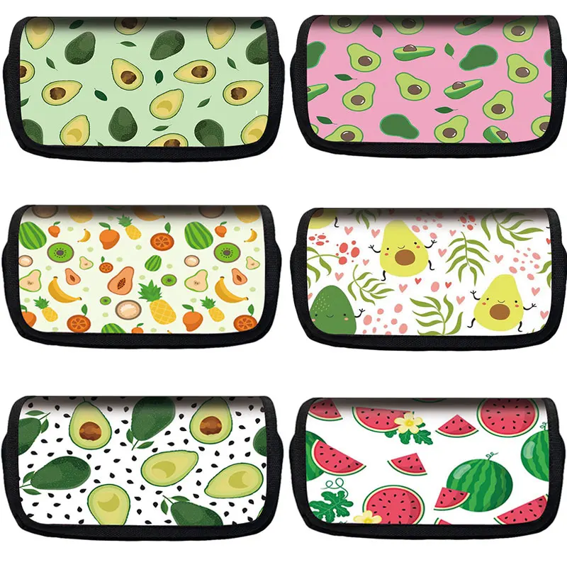 

Cartoon Fruit Avocado Pencil Bag 3D Printing Teen School Stationery Storage Bag Girl Cosmetic Case Boy Pencil Case Gift