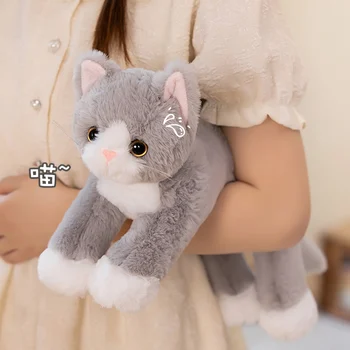 53 CM Simulato Simulato Gatto Bambola Peluche Ripiene Morbido Animale Peluche bianco Grigio Gattino Cuscino Per Bambini Ragazze Regalo Di Compleanno Giocattoli Per Animali Domestici Deco