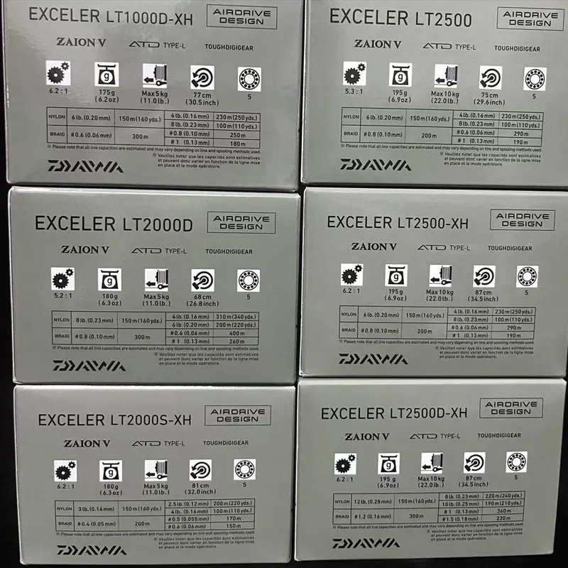 Spinning Fishing Reels DAIWA EXCELER LT 1000D-6000D-H LC-ABS Metal Spool 4KG-12KG 185g-320g