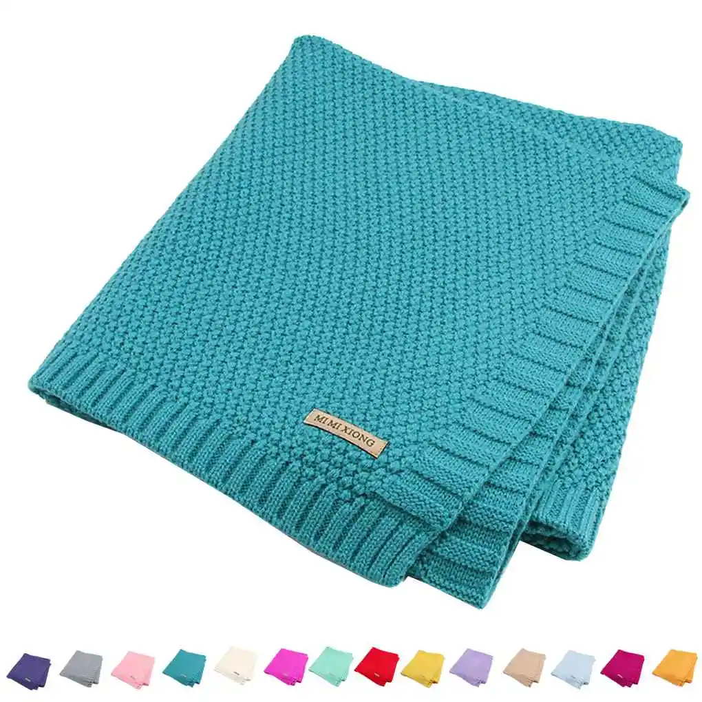 Candy Color Infant Blanket Baby Organic Acrylic Knitted Newborn Swaddle Cloth Wrap Toddler Swaddler 100X80CM