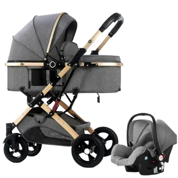 3 in 1 Baby Stroller with car seat,High Landscape Baby Carriage,Two-way Newborn Stroller Four-wheel  portable baby stroller 1