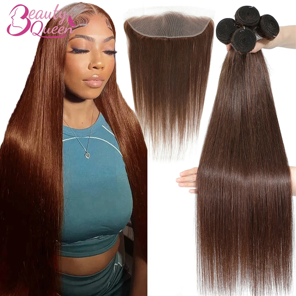 Human Hair Bundles With Frontal 13x4 Preplucked Lace Front With 3 Bundles 100% Human Hair Weave Remy Tissage