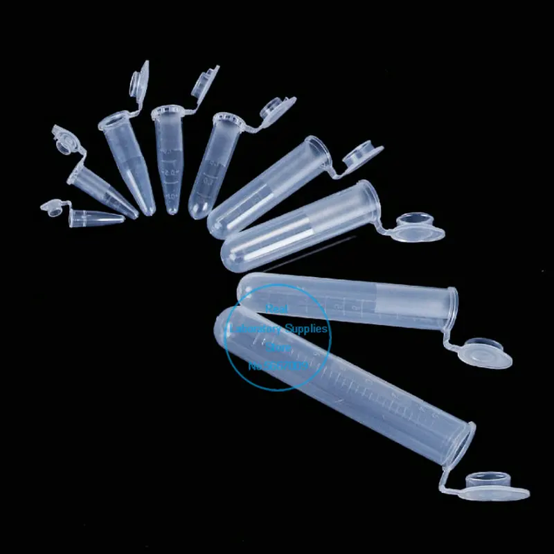 100/200/500/1000pcs Lab PCR / EP Plastic Centrifuge Tube with Joint Cap 0.1/0.2/0.5/1.5/2/5/7/10/15ml