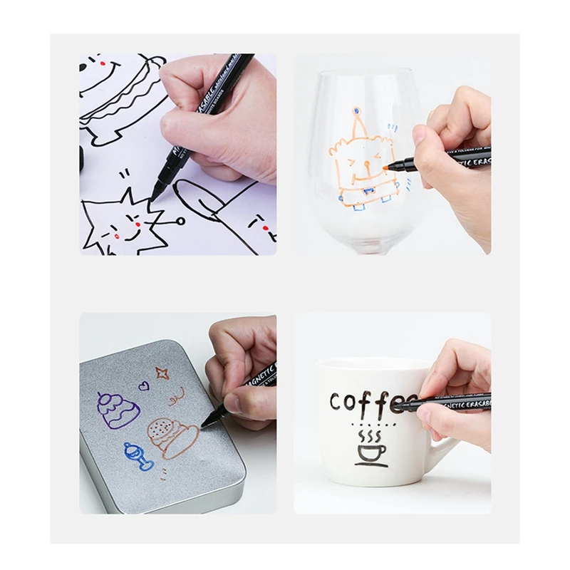 지우개 캡이 있는 건식 지우기 마커, 건식 지우기 마커, 미세 포인트 팁, 어린이 사무실 학교, 12 가지 색상 화이트 보드 마커