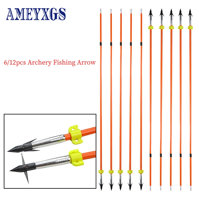 3 Pcs 80cm Fishing Arrows Bowfishing Fiberglass Arrow Spine 500 Hunting Fishing  Arrow Tips Head Point Safety Slide Shooting Fish