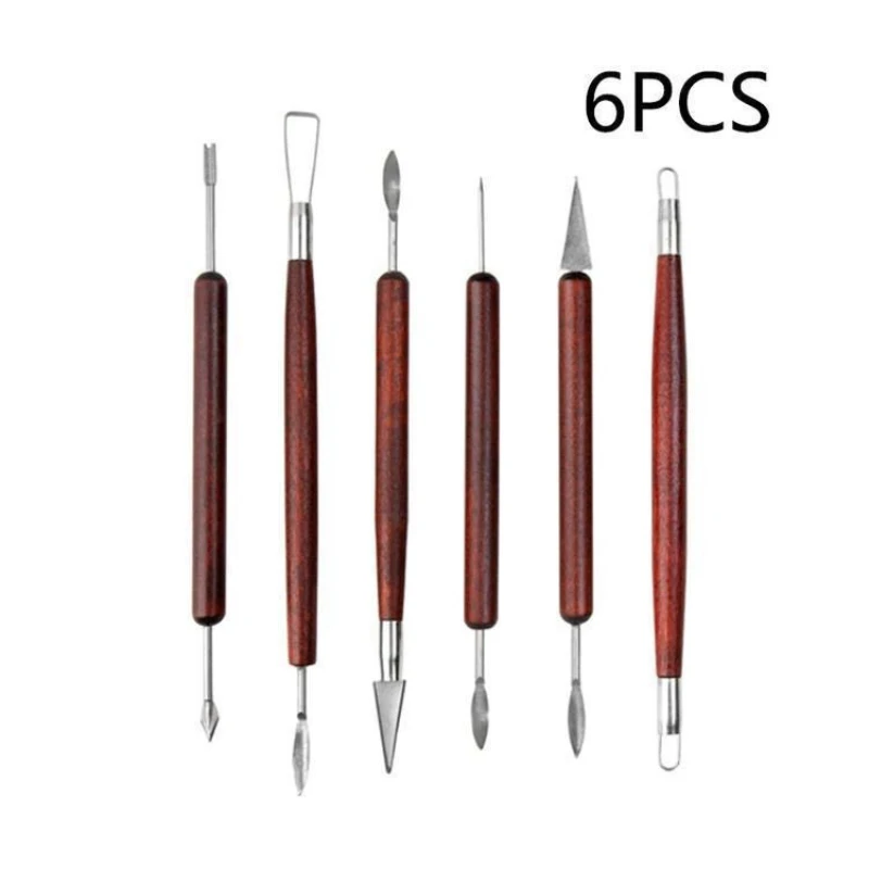 Mahogany Clay Sculpture Carving Knife 6 Piece Set