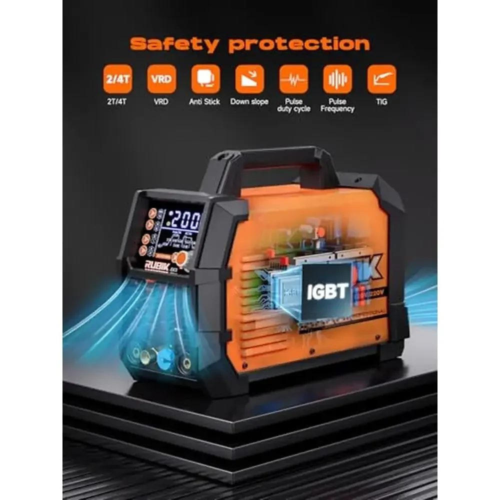 ACDC 200A TIG Welder 6in1 Aluminum Welding Machine MMA Stainless Steel Pulse Inverter 110V/220V 4
