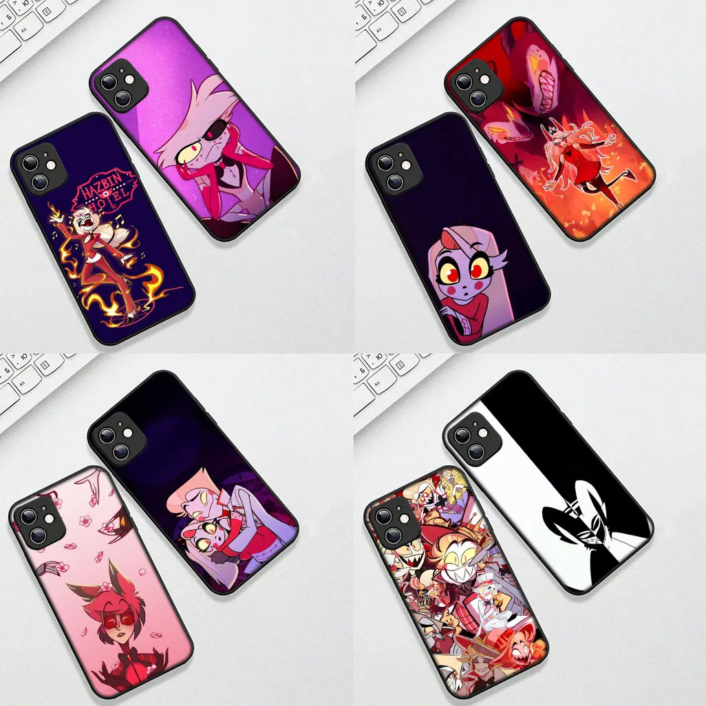 Stylish Dust-Proof Phone Case featuring Hazbins Charlie, Angel, and Alastor Design