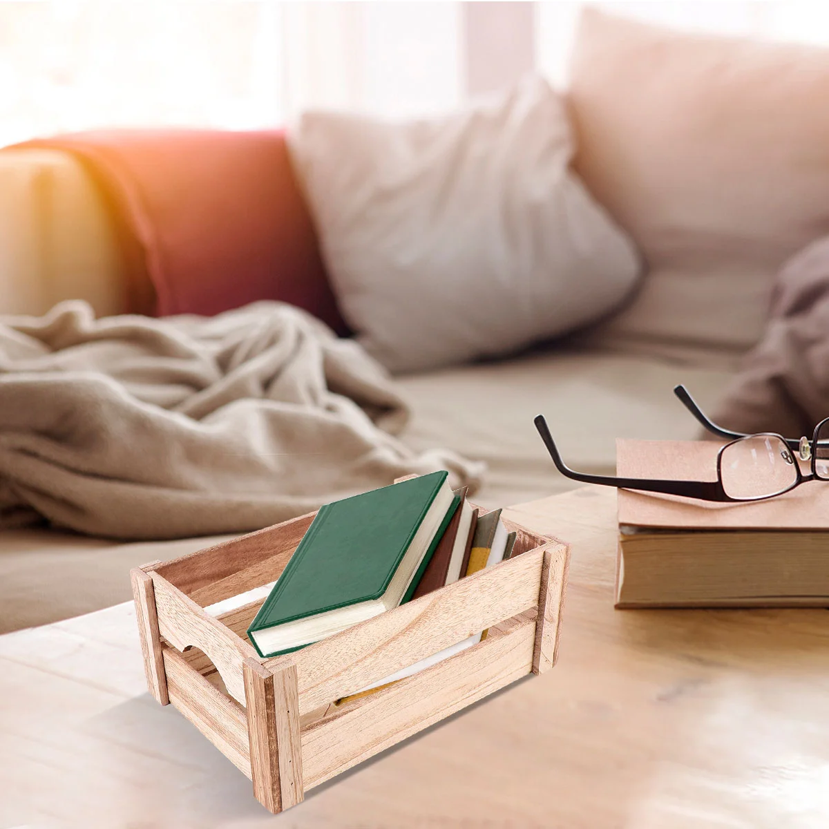 

Wood Storage Box Vintage Wood Storage Basket Wooden Storage Organizer For Home Brown