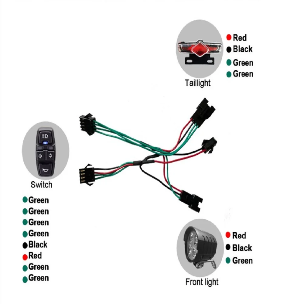 36V 48V 52V 60V E-Bike headlight taillight horn switch set  , QD168 headlight +