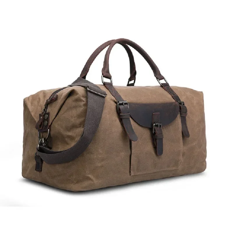 Vintage Waxed Canvas Men Travel Duffel Bag