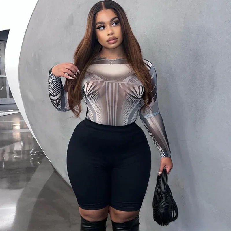 Slim Ladies Sexy Bodysuit jumpsuit Romper Long Sleeveles O-Neck Skinny Bodycon one piece women fashion party ClubWear Overalls