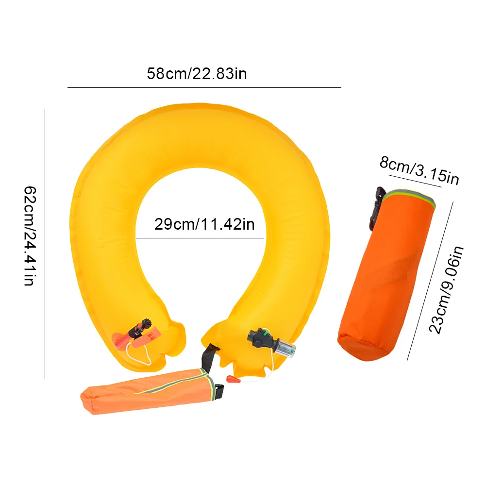Inflatable Life Jacket Life Waist Belt with Reflective Strip Adult Round Buoys with Hook Flotation Device for Kayaking Swimming