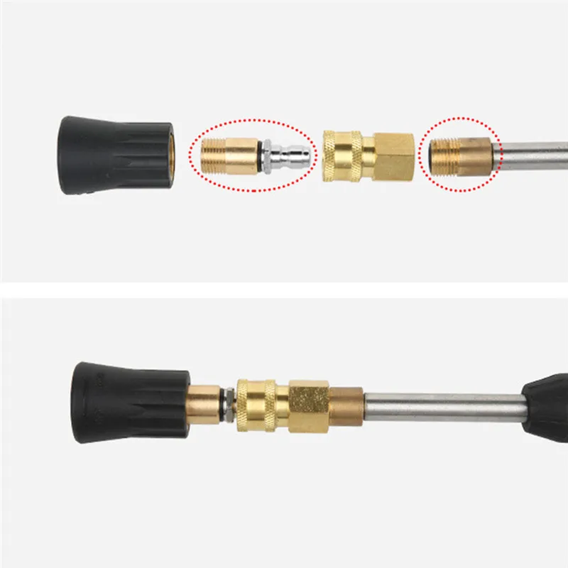 Pressure Washer Adapter Foam Nozzle Brass Connector Kit 1/4 Quick Disconnect M14 M22 Male Female Coupler for Car Washing Tool 4