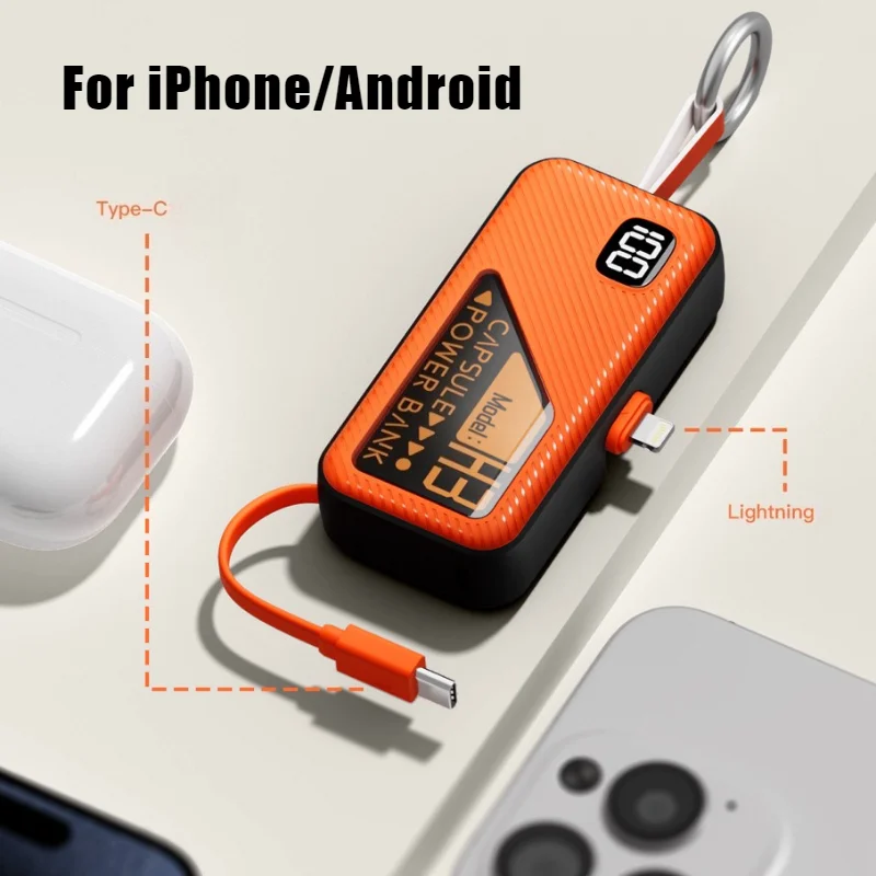 Portable Power Bank With Keychain Digital Display And Cable_voghion.com
