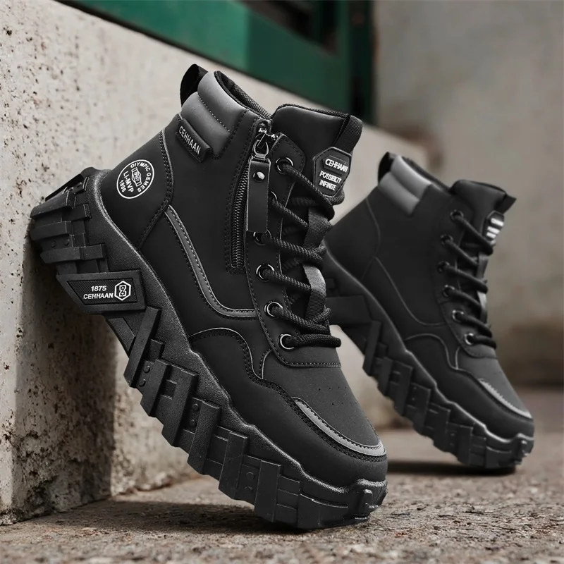 Botines altos de hombre para invierno con forro casuales_voghion.com
