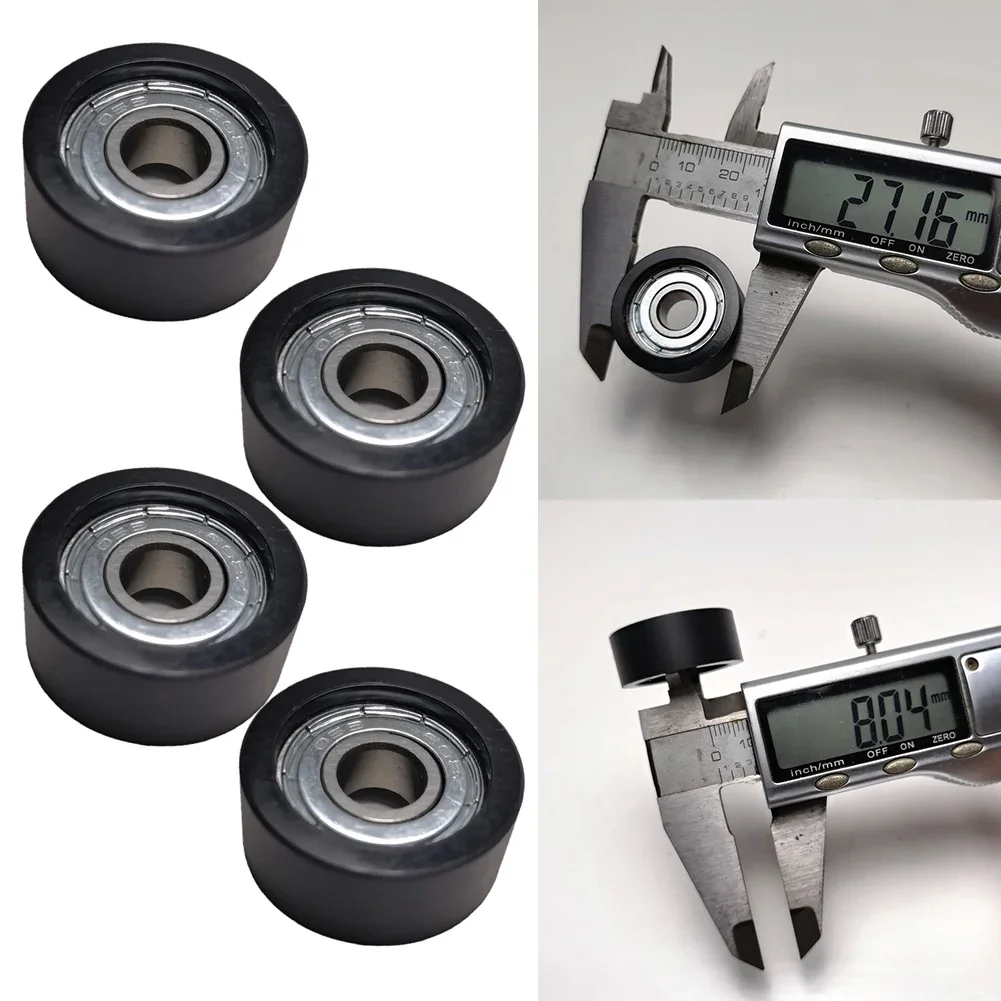4 Pcs Nylon+steel Rowing Machine Seats Wheel PBearing Seats Cushion Moving Wheel 8*27*11mm Gear Passive Round Accessories